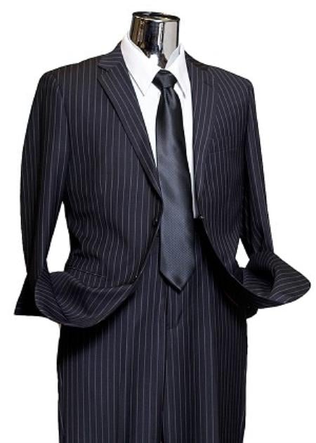 Mensusa Products Navy Wide Pinstripe 2 Button Mens SuitNAvy