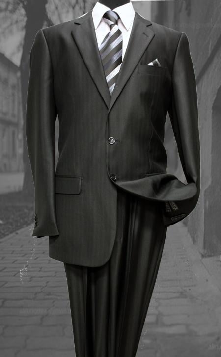 Mensusa Products Shiny sharkskin Single Breasted Mens Suit Sidevented Black