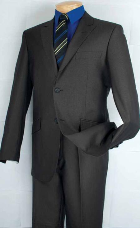 Single Breasted 2 Button Peak Lapel Suit Black 
