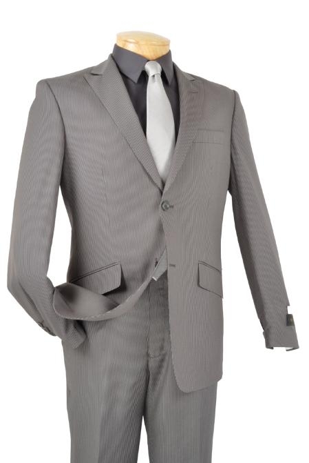 Mens Slim Fit Suit Single Breasted 2-Button Suit (Side Vented Jacket + Pants) Two Button Peak Lapel Pointed English Style Suit Grey / Gray