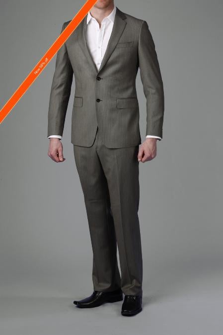 Taupe Stripe Slim Cut Suit 2Button