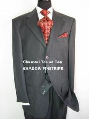 SKU MU08 Charcoal Gray Ton on Ton Shadow Pinstripe Super Extra Fine 100 Wool 149 