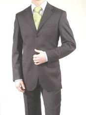 SKU EEC317 Made in ITALY Mens English Charcoal Gray Suit Super 150s WoolCashmere Suit 3 Button Flat Front