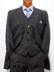 SKU 921 Mens Super Stylish Stunning Charcoal Gray Pinstripe 3 Pieces Vested Suits 199 