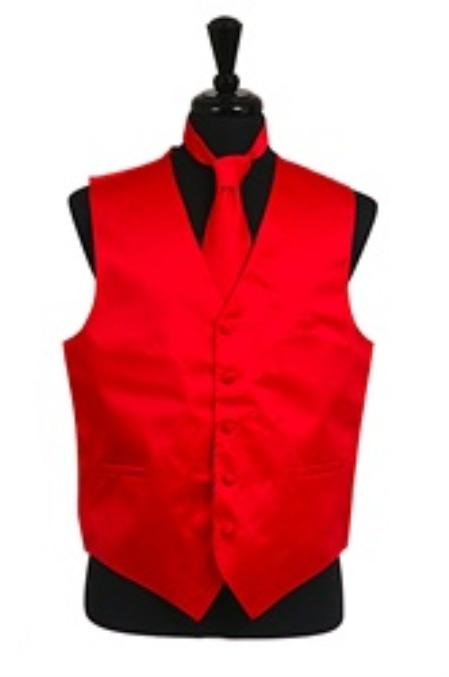 Mensusa Products Vest Tie Set Red