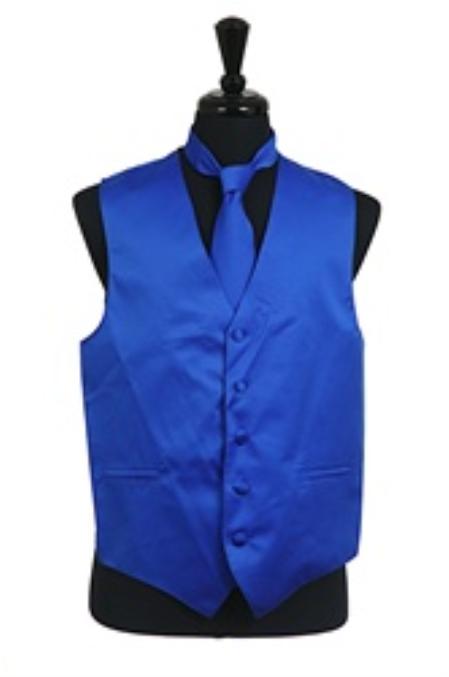SKU#VS1022 Vest Tie Set Royal Blue $39 Tuxedos / Formalwear Tuxedo