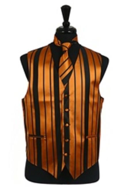 Mensusa Products Vest/Tie/Bowtie Sets (BlackGold Combination)