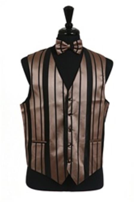 Mensusa Products Vest/Tie/Bowtie Sets (BlackMocha Combination)