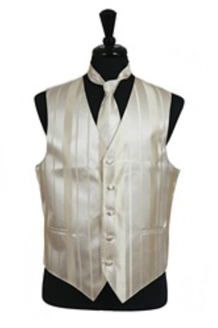 Mensusa Products Vest/Tie/Bowtie Sets (Champagne Tone on Tone)