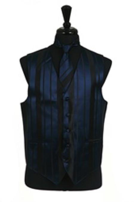 Mensusa Products Vest/Tie/Bowtie Sets (Navy BlueBlack Combination)