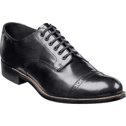 Men's Black Stacy Adams Madison Cap Toe Lace-Up Leather Dress Shoes