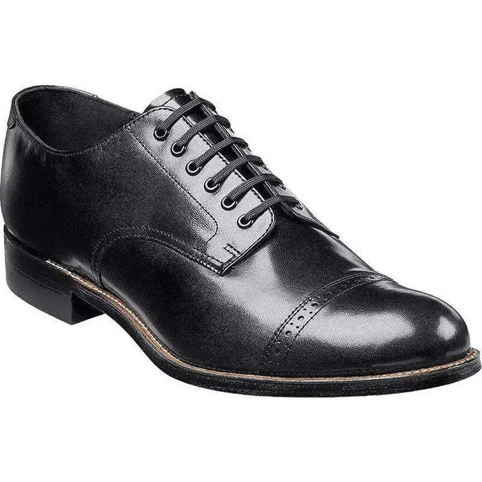 Men's Black Stacy Adams Madison Cap Toe Lace-Up Leather Dress Shoes