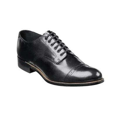 Men's Black Stacy Adams Madison Cap Toe Lace-Up Leather Dress Shoes