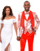 EJ Samuel Men's Paisley Peach & Orange Vested Tuxedo