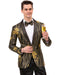 Mens Paisley Jeweled Shawl Prom Tuxedo Blazer in Black & Gold
