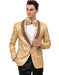 Mens Gold Paisley Jeweled Shawl Prom Tuxedo Blazer by EJ Samuel