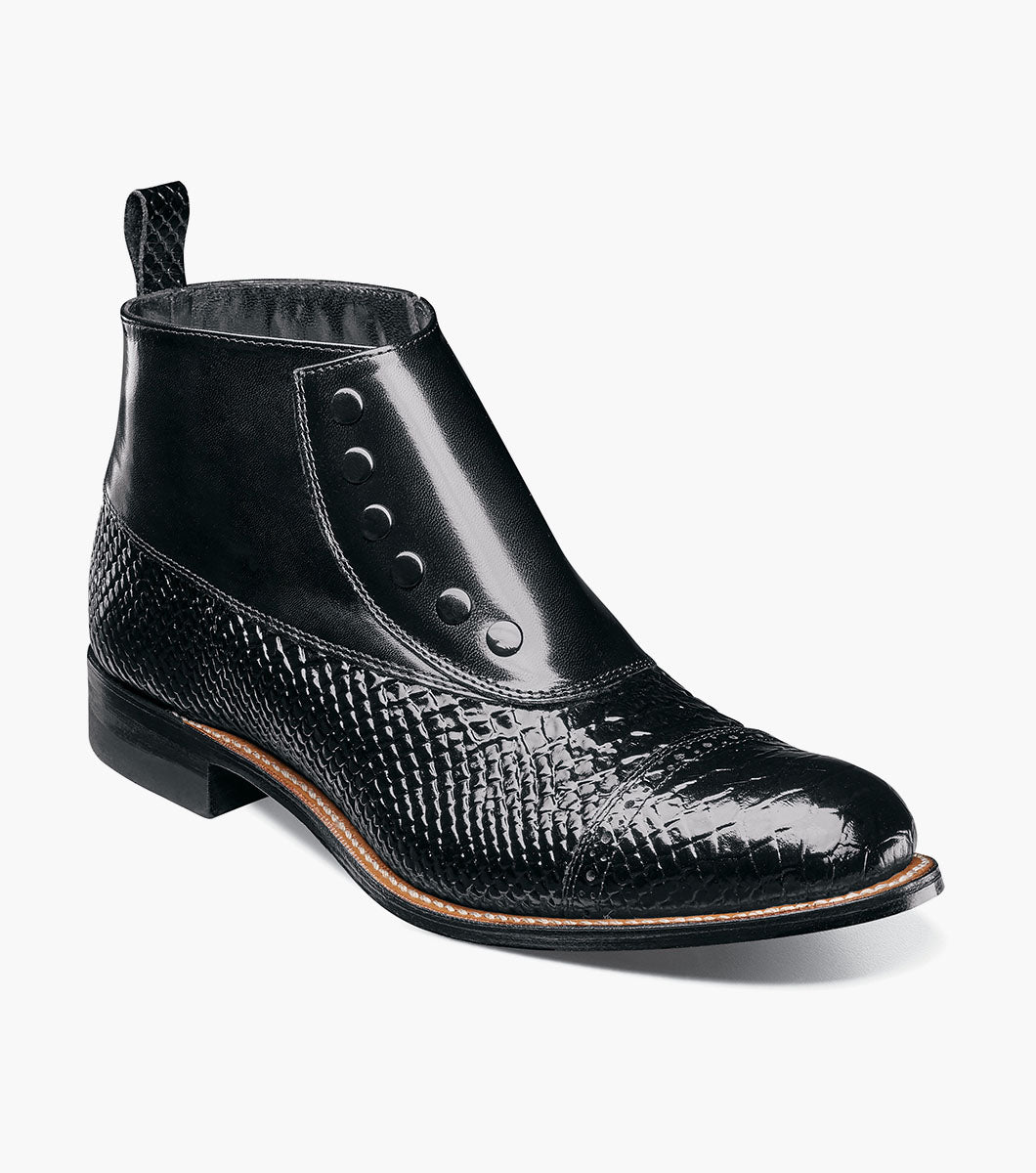 Stacy Adams MADISON Spectator Spat Cap Toe Demi Boot Black by Stacy Adams Shoes