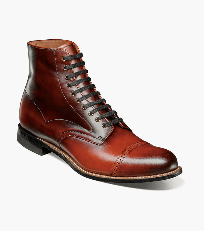 Stacy Adams MADISON Cap Toe Lace Up Boot Cognac by Stacy Adams Shoes