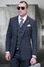 Men's Designer Wool Two Button Vested Modern Fit Plaid Suit in Charcoal Grey