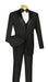 Santorini Collection - Regular Fit Black Tuxedo 4 Piece with Vest Bow Tie Adjustable Waistband