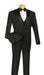 Santorini Collection - Regular Fit Black Tuxedo 4 Piece with Vest Bow Tie Adjustable Waistband