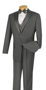 Santorini Collection - Regular Fit Gray Tuxedo 4 Piece with Vest Bow Tie