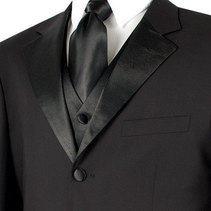 Men's Regular Fit Tuxedo 3 Piece with Vest In Black