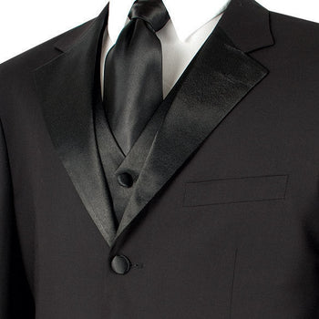 Men's Regular Fit Tuxedo 3 Piece with Vest In Black