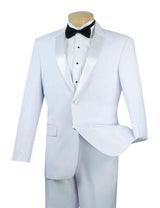 (50R) Regular Fit Satin Lapel 2 Piece Tuxedo in White