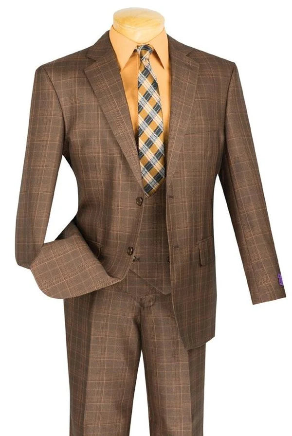 Renaissance Collection - Regular Fit 3 Piece Suit Chestnut Modern Fit