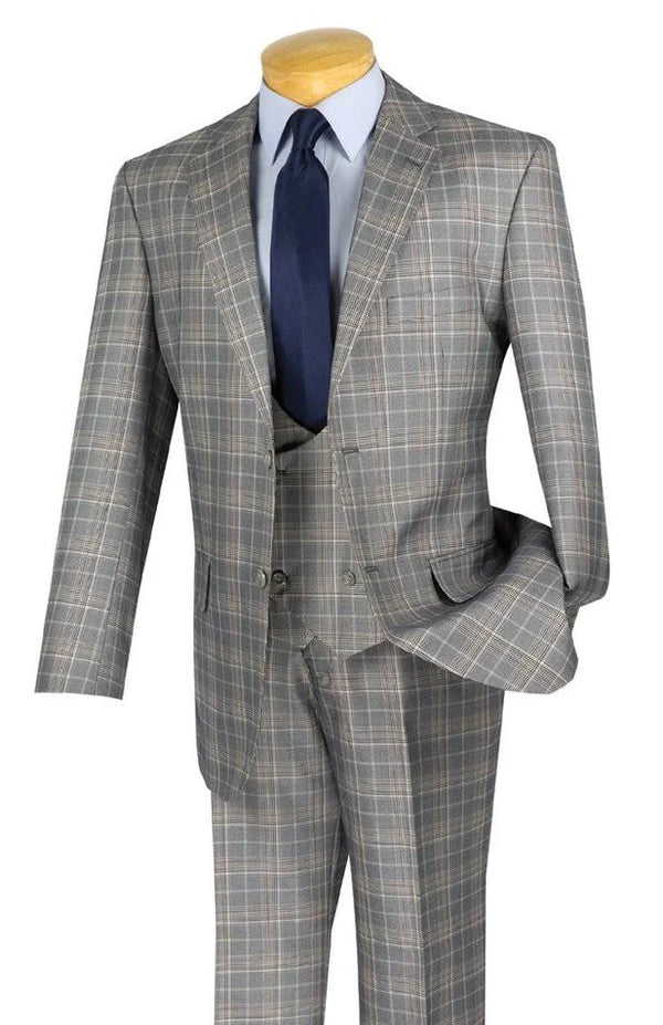 Renaissance Collection - Regular Fit 3 Piece Suit Gray Modern Fit