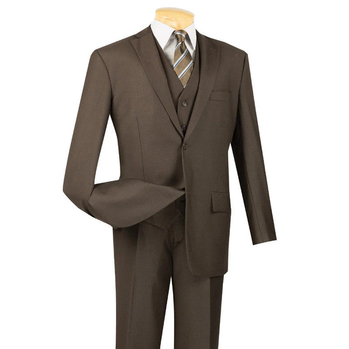 Morgan Collection - Regular Fit 3 Piece Suit 2 Button Brown Modern Fit