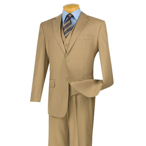 Morgan Collection - Regular Fit 3 Piece Suit 2 Button Khaki