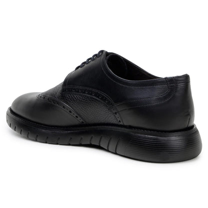 Men's Belvedere Enzo Nappa Leather Casual Wingtip Dress Shoe in Black
