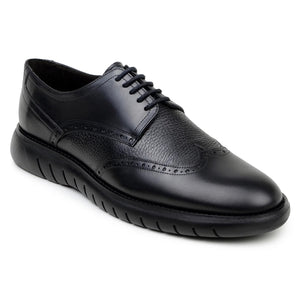 Men's Belvedere Enzo Nappa Leather Casual Wingtip Dress Shoe in Black
