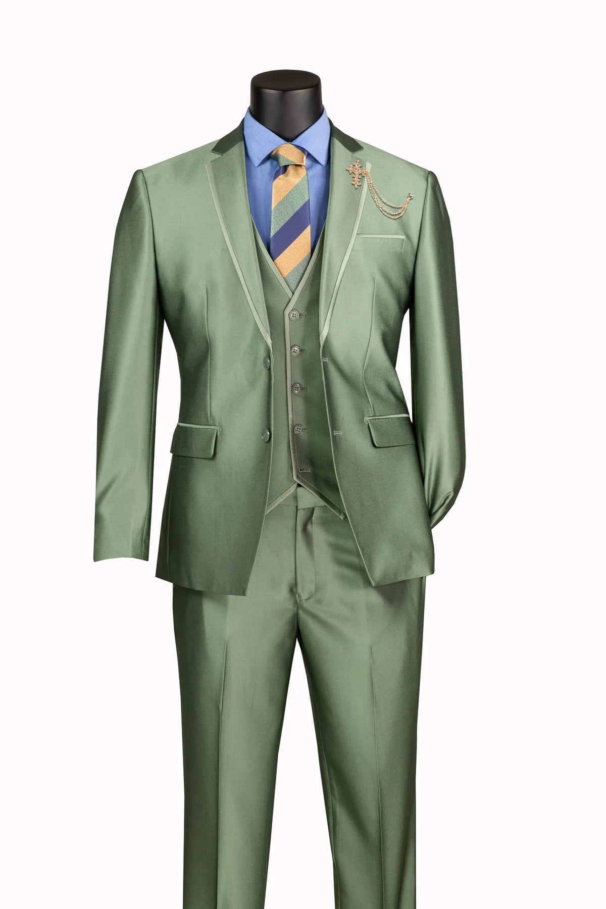 Men's Sage Solid Three Piece Suit