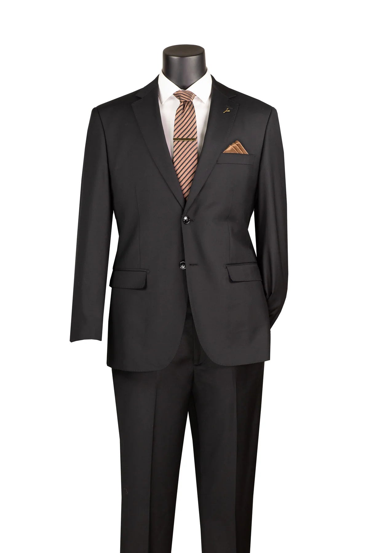 Men's Black Adjustable Waist Two Piece Suit