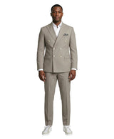 Men's Khaki Pinstripe Double Breasted Suit