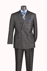 Men's Charcoal Glen Plaid Double Breasted Two Piece Suit