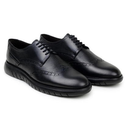Men's Belvedere Enzo Nappa Leather Casual Wingtip Dress Shoe in Black
