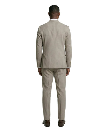 Men's Khaki Pinstripe Double Breasted Suit