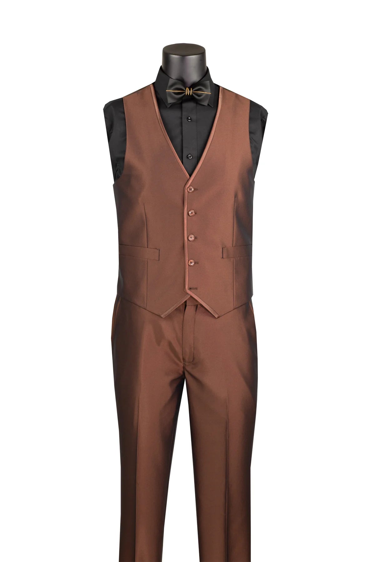 Men's Cappuccino Solid Three Piece Suit