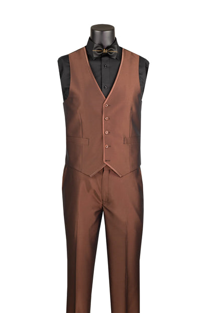 Men's Cappuccino Solid Three Piece Suit