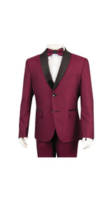 Boys' Burgundy 4-Piece Tuxedo Set
