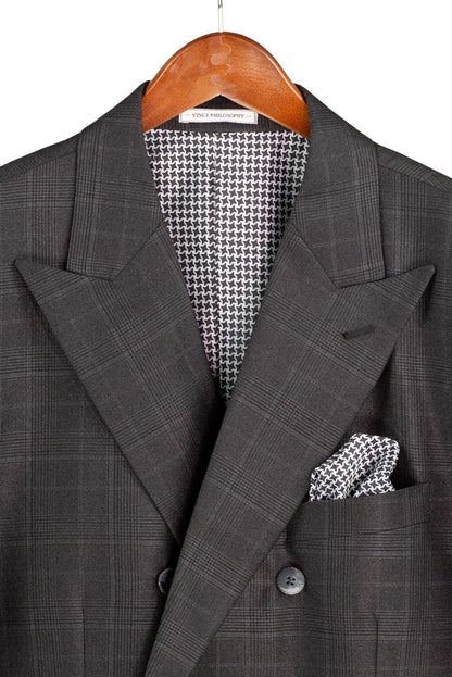 Men's Charcoal Glen Plaid Double Breasted Two Piece Suit