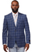 Men's Blue Double Breasted 2 Button Vitali Brand Flat Front Pants Regular Fit Side Vented Suit