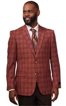 Men's RUST Double Breasted 2 Button Vitali Brand Flat Front Pants Regular Fit Side Vented Suit