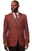 Men's RUST Double Breasted 2 Button Vitali Brand Flat Front Pants Regular Fit Side Vented Suit
