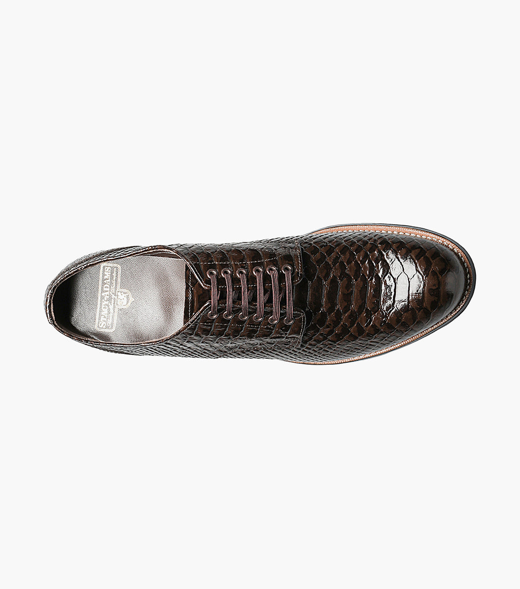 Stacy Adams MADISON Anaconda Plain Toe Oxford Brown by Stacy Adams Shoes
