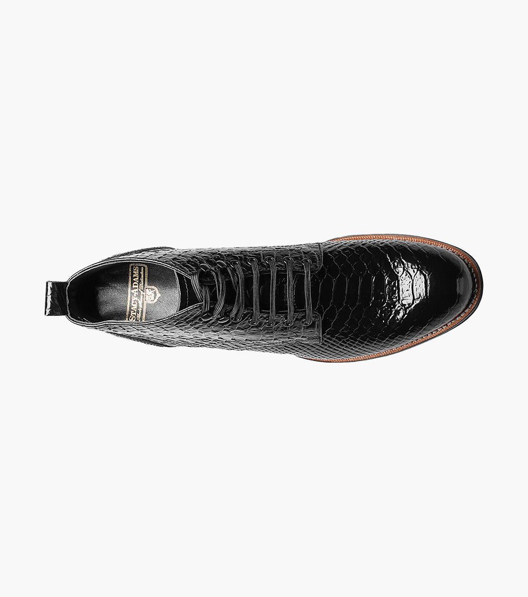 Stacy Adams MADISON Anaconda Plain Toe Boot Black by Stacy Adams Shoes